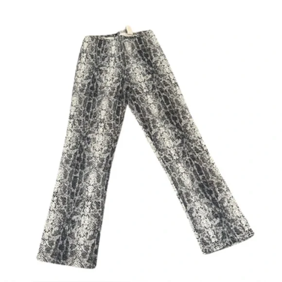 Snakeskin Print High Waist Crop Kick Flare Pants | Size XS/S - Picture 2 of 7